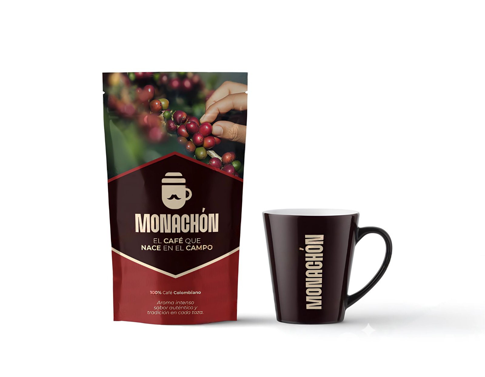 Pouch de café y taza de cerámica